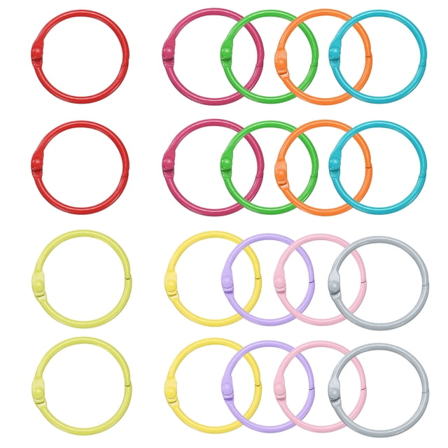 Uxcell 20pcs Anillos de Encuadernación 1 Pulgada Anillo de Encuadernación de Hojas Sueltas Anillos de Metal Coloridos (Diez Colores)