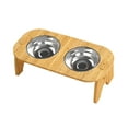 thumbnail image 2 of Elevated Bowls Raised Cat Feeder Durable with Bamboo Stand 15 degree Tilted Cat Bowls Pet Feeder for Small Dogs and Cats Kitten Double Bowl, 2 of 9