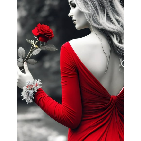 Kits Diamond Painting Romantic Floral Hands Rose Holding 5D Diamond Embroidery Kits DIY Art Mosaic Picture Gift,40*50cm, frame not included.,6293