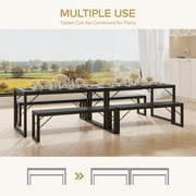 Lofka 3-Piece Rectanglar Kitchen Dining Table Set for 4 with 1 Table & 2 Benches, Black