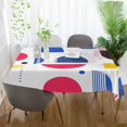 thumbnail image 3 of Yayeee Tablecloths 60" x 60" Rectangle Wrinkle Resistant Party Table Cover, Blue Retro Shapes, 3 of 8