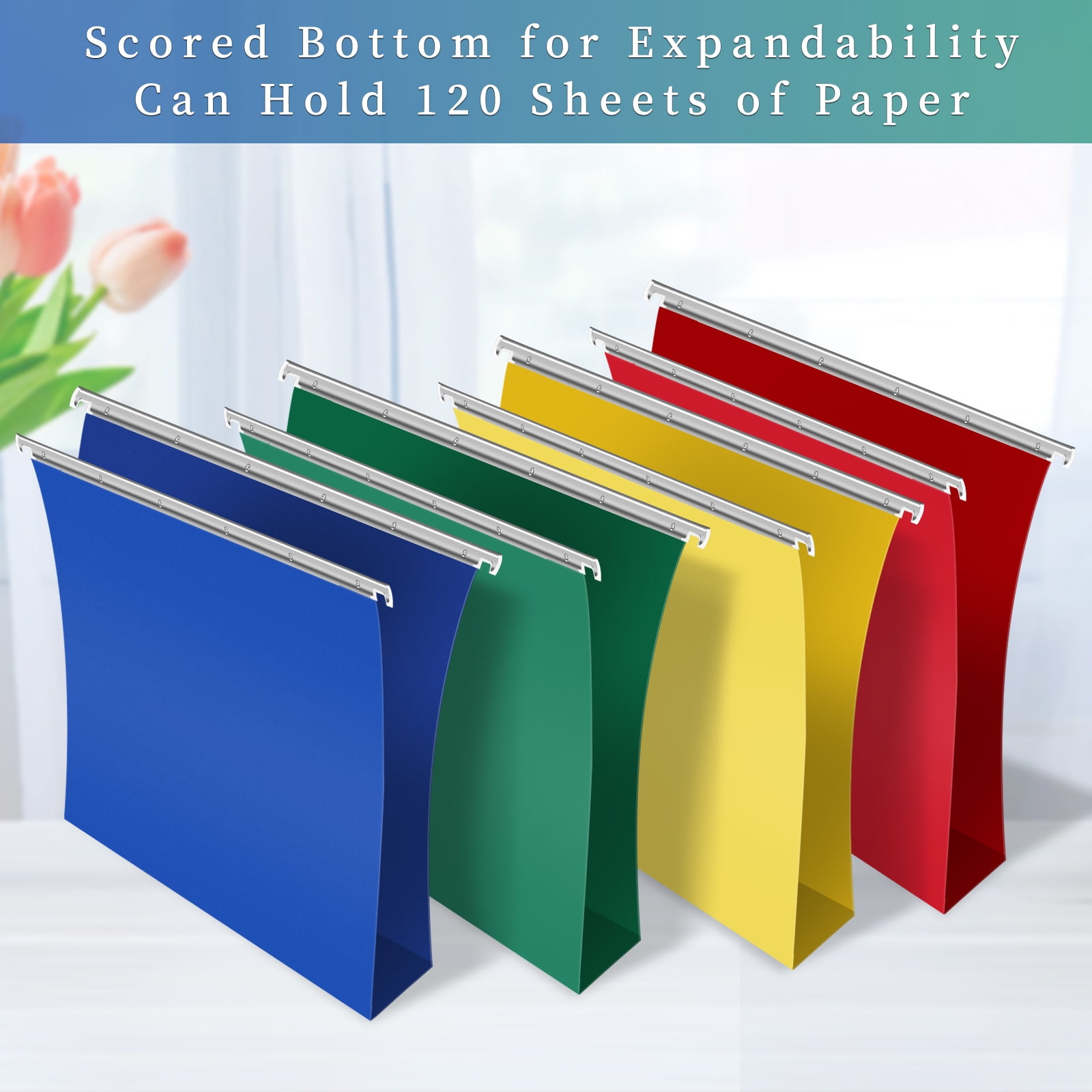 ViVin Heavy Duty Plastic Hanging File Folders with Metal Hook, 1/5-Cut Adjustable Tabs, File Cabinet Folders, Letter Size, School Supplies 20 per Box Assorted