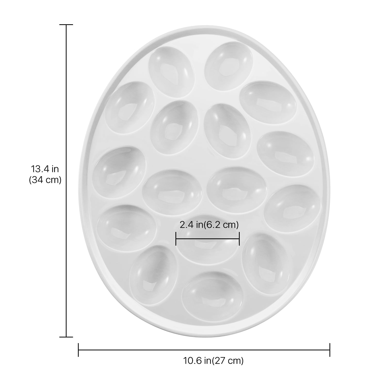DOWAN 12.6-inch Porcelain Deviled Egg Dish/Egg Platter with 25-Compartment Round&White 