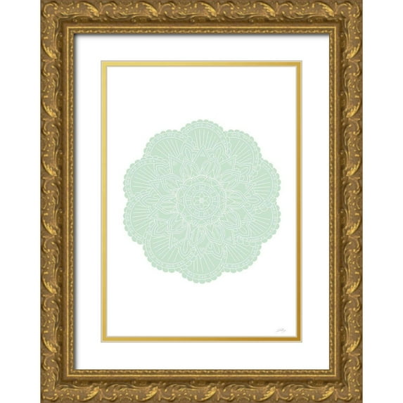 Artographie Studio 18x24 Gold Ornate Wood Framed with Double Matting Museum Art Print Titled - Mandala Green