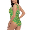 thumbnail image 4 of Sikiie Pumpkin Leaves Print Women One Piece Swimsuits Tummy Control One Shoulder Bathing Suits Ruffle Swimwear, From S to XXL-X-Large, 4 of 6
