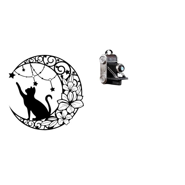 Escultura de cámara de gato iluminada por , adorno de pared de metal, decoración de escaparate para amantes de los gatos negros, accesorio únic