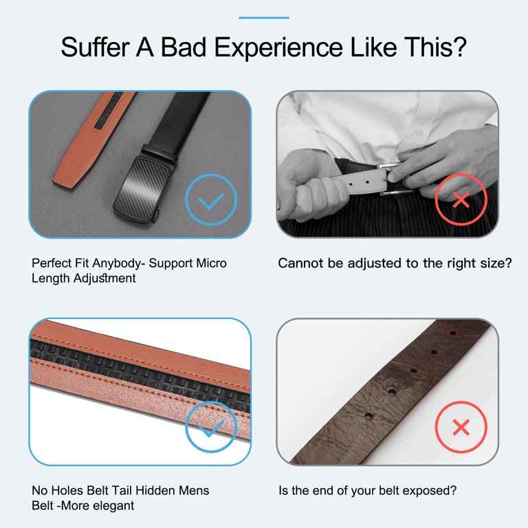 SENDEFN Men's Leather Ratchet Belt, Adjustable photo 5