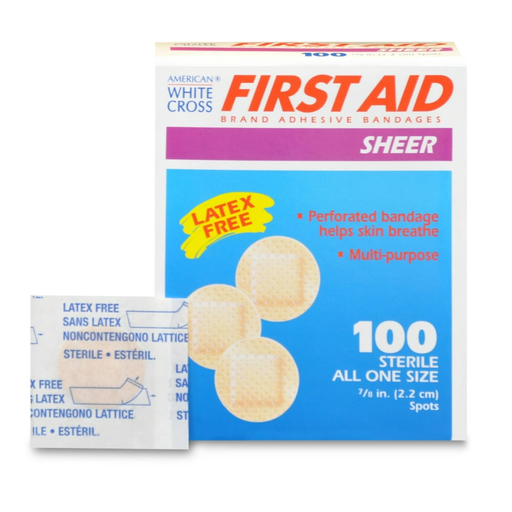 Bandage Bandaids Cut Adhesive Fabric Spot Round 7/8" Latex Free Box