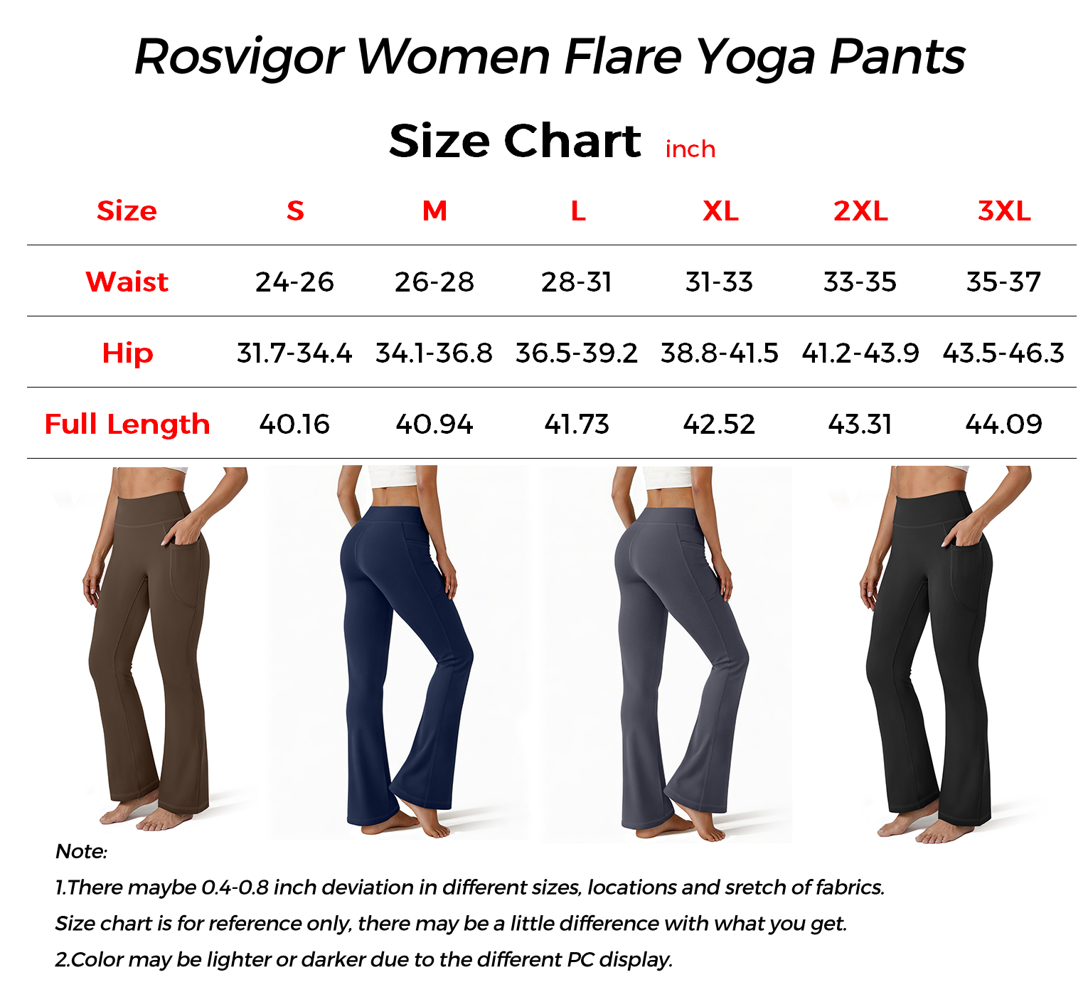 Rosvigor Women's Flare Yoga Pants with Pockets, High Waist photo 8