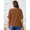 thumbnail image 7 of SHOWMALL Women's Plus Tops Boat Neck Batwing Half Sleeve Drop Shoulder Casual Shirts 3X Ginger, 7 of 7