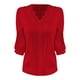 thumbnail image 5 of Ropa de trabajo para mujer,Camiseta informal de mujer con cuello en V y manga 3/4, poliéster, color liso, para uso diario, sopatenor, 5 of 8
