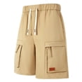 thumbnail image 5 of Havenre Mens Cargo Twill Cargo Shorts Lightweight Drawstring Stretch Elastic Waist Casual Knee Length Work Short with Multi-Pockets Khaki M, 5 of 10