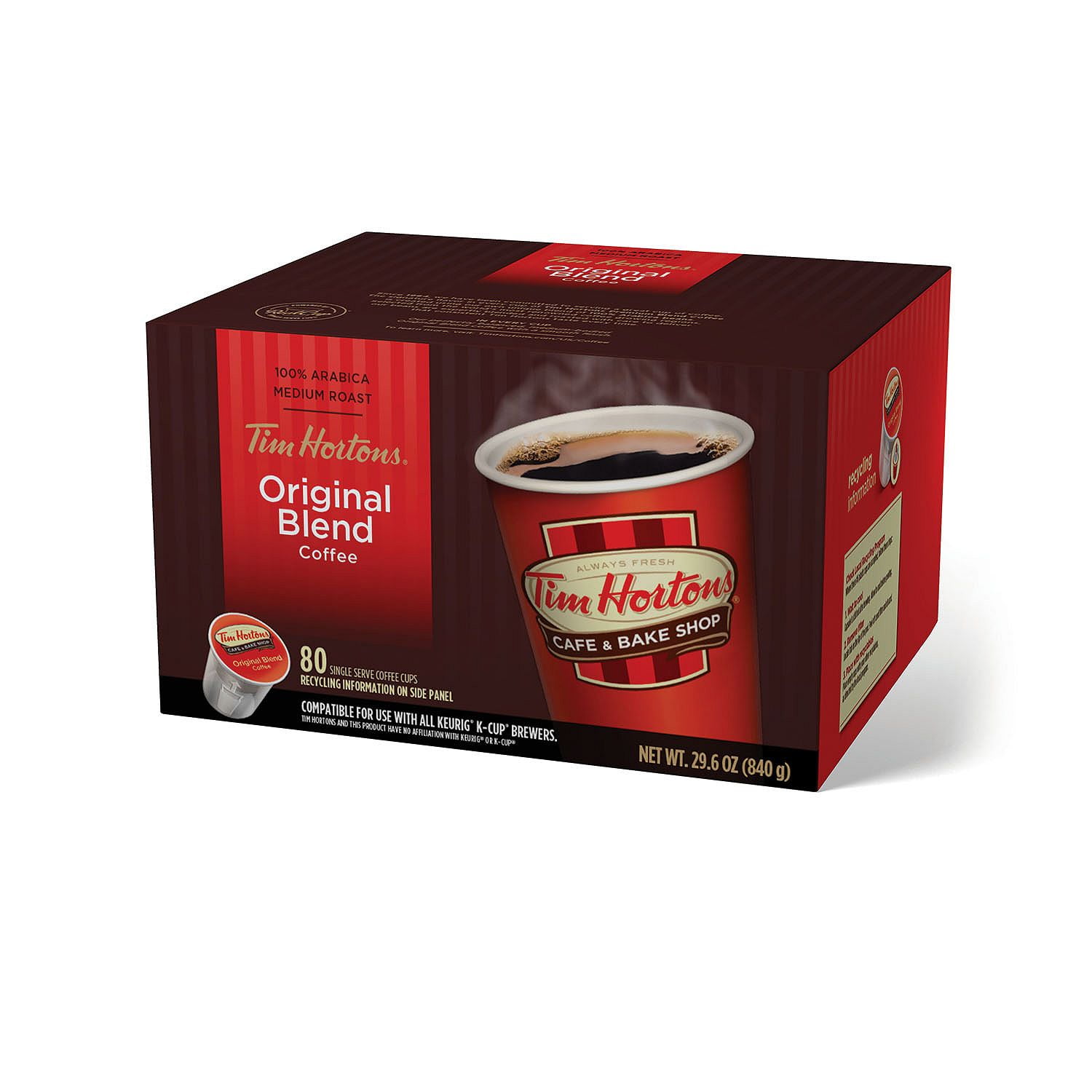 Product of Tim Hortons Original Blend Coffee, SingleServe Cups (80 ct