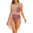 thumbnail image 3 of Aiihoo Women's Lyrical Modern Contemporary Ballet Leotard Dress Chiffon Dancewear Apricot S, 3 of 7