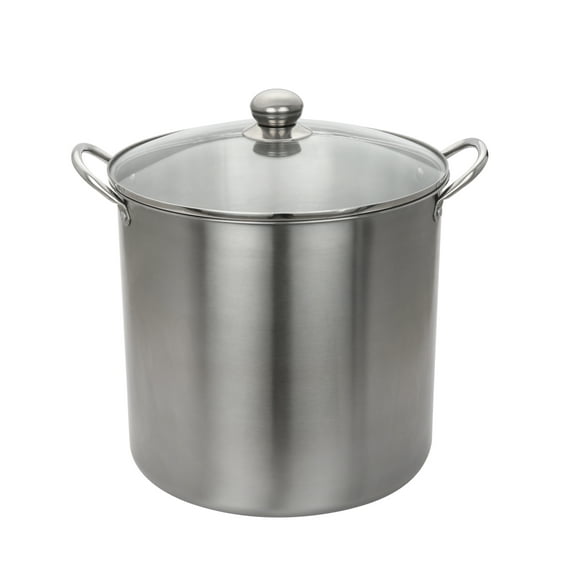 Mainstays 21.5 Quart Stainless Steel Canning Pot with Rack, Dual Water Bath Canner and Steam Canner, Large Stock Pot for Home Canning and Preserving