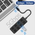 thumbnail image 4 of 4-Port Button USB3.0 HUB Switch USB Splitter1 to 4 Hub Type-C Extender for Laptop Computer Accessoriess,A,1 * Splitter,Black, 4 of 8