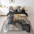 thumbnail image 2 of Chic Marble King Comforter Set 7-Piece Black Gold Watercolor Bedding Comforter Sets, Mountain Fluid Bed in a Bag Aesthetic Marbling Bedding Set, Stone Pattern Bed Sheets Set, 2 of 6