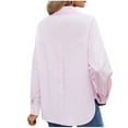 thumbnail image 6 of Olyvenn Women's Blouses & Button-Down Shirts Business Casual Striped Smocked Cuffed Sleeve T Shirts Boyfriends Collared Blouses Pink 4-6, 6 of 7