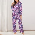 thumbnail image 2 of Balery cartoon rainbow Skull Conjunto de Pijama con Estampado para Mujer, Conjunto de Dos Piezas con Manga Larga, Ropa de Dormir Suave con Bolsillos, Pijamas Cómodos-X-Large, 2 of 7