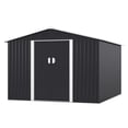 thumbnail image 3 of HOGYME 9.1 x 10.5 ft. Outdoor Storage Shed, Garden Backyard Lawn Tool House with Lockable Sliding Doors, Vents, Weatherproof Metal Clearance Equipment, 3 of 9