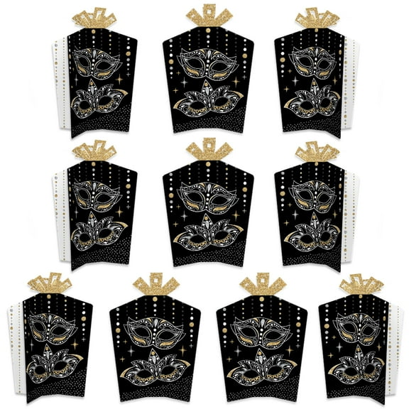Big Dot of Happiness Masquerade - Table Decorations - Carnival Mask Party Fold and Flare Centerpieces - 10 Count