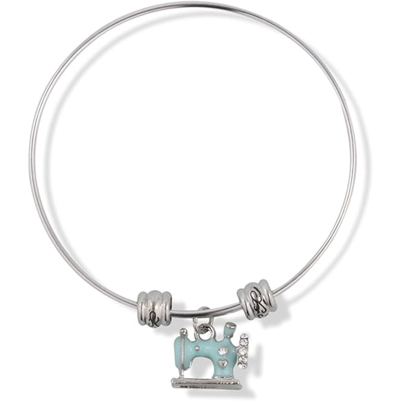 EPJ Sewing Machine Light Blue Fancy Charm Bangle (alloy, ConsumerAudience)