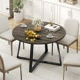 thumbnail image 6 of Gymax 47'' Round Dining Table w/Metal Pedestal Base Stable X-shaped Base for Kitchen Gray & Oak, 6 of 10