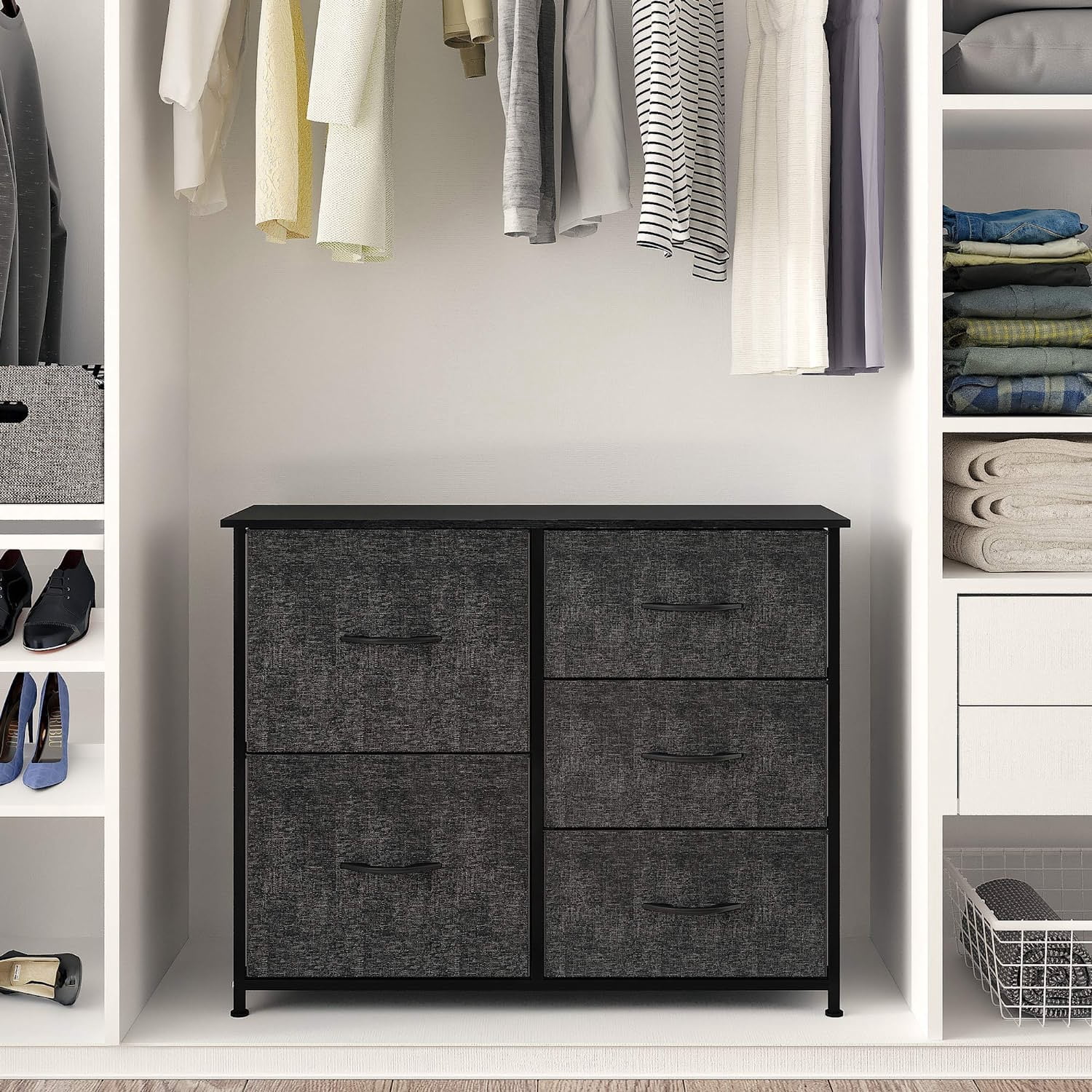 YINTATECH 5 Drawers Storage Tower , Fabric Dresser Organizer Unit for , Living Room, Closets