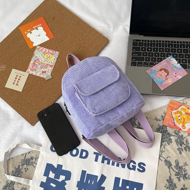 Bolso Mini mochila de moda para mujer, mochilas pequeñas sólidas de pana, mochilas de viaje Retro