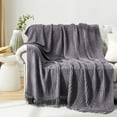 thumbnail image 6 of X XBEN Knitted Throw Blanket for Couch, Bed and Sofa, Super Soft Blanket with Tassels,Dark Gray Throw Blanket-All Seasons Suitable(50"x90"), 6 of 6