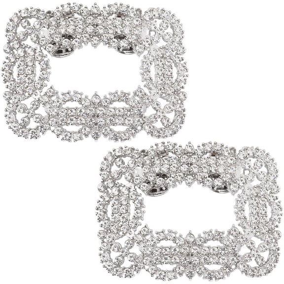 2Pcs Rhinestone Wedding Shoe Clips Detachable Shoe Buckle Clip Oval Elegant Shoe Decoration Shoes Jewelry Decoration for DIY Flats Heels Hats Dresses Clutches