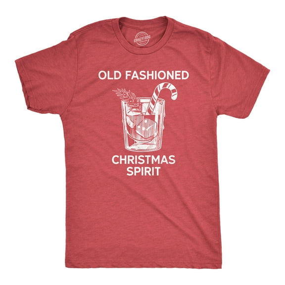 Mens Old Fashioned Christmas Spirit Tee Funny Xmas Mixed Drink Lovers Tee for Guys Graphic Tees