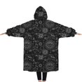 thumbnail image 2 of Oversized Wearable Blanket Hoodie,Black Gothic Sun Planet Pattern Sherpa Blanket Hoodie with Super Pockets,Super Warm Fuzzy Pullover for Women & Men, 2 of 6