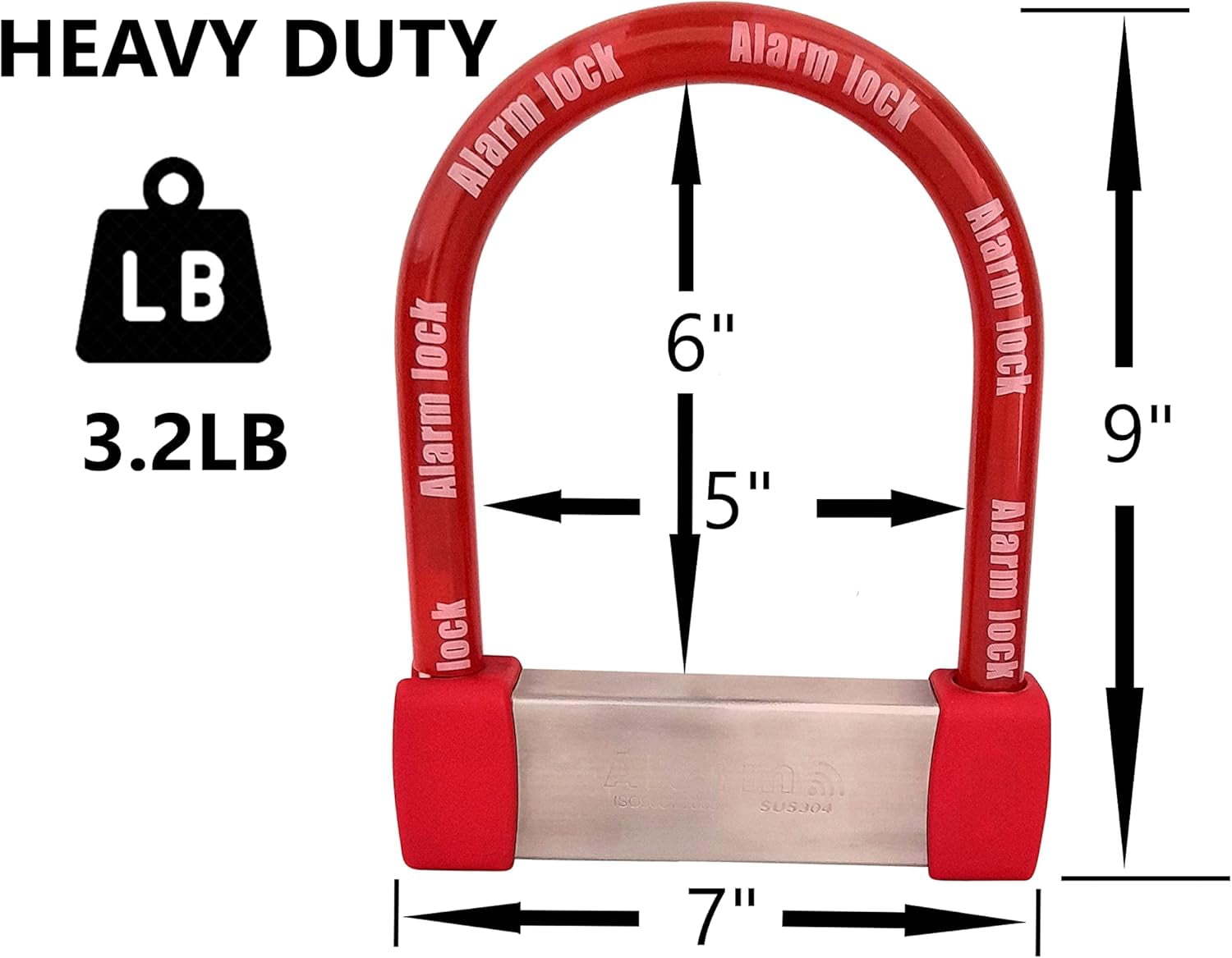 Heavy Duty Anti Theft Alarm U Lock for E-Bikes, Scooters, Motorcycles - 16mm Stainless Steel, 3 Keys, Weatherproof