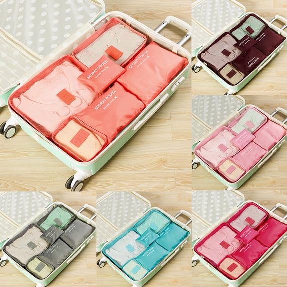 Honrane 6Pcs Travel Storage Bags Clothes Organizer Waterproof Luggage Suitcase Pouch