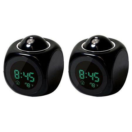 US 1- 2 Pack Projection Alarm Clock LED Digital Voice Report Digital Alarm Clock