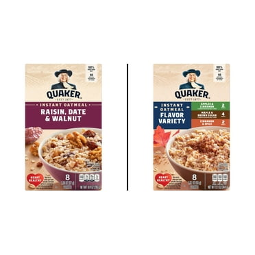 Quaker Instant Oatmeal - Raisin, Date & Walnut 8 ct & Quaker Instant Oatmeal - Flavor Variety Pack 8 ct