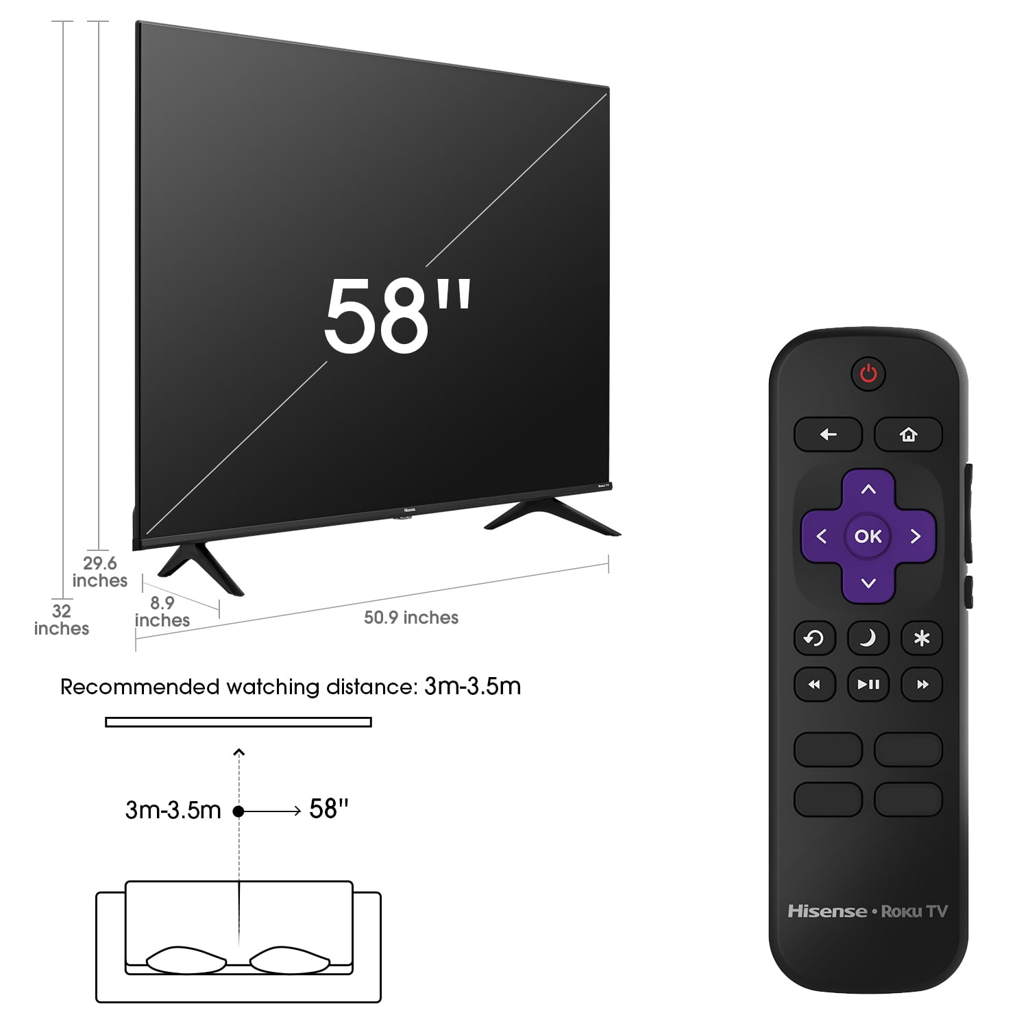 Buy Hisense 58" Class 4K UHD LED LCD Roku Smart TV HDR R6 Series 58R6E3