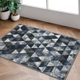 thumbnail image 3 of Ottomanson Non-Slip Small Area Rug for Entryway 2'3" x 3' Easy Clean & Durable Kitchen Mat, Navy Triangles, 3 of 8