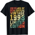 thumbnail image 2 of 100% Cotton 28th Birthday Gifts for 28 Years Old Men Women Vintage 1998 T-Shirt, 2 of 5