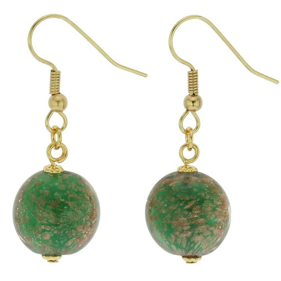 GlassOfVenice Murano Glass Starlight Disk Earrings - Emerald