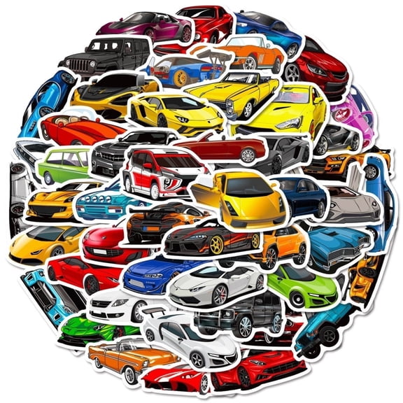MSPC Sport Car Stickers, 50 Pcs Waterproof Vinyl Decals for Vehicles, Multicolor