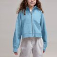 thumbnail image 5 of lkfuzj Girls Zip Up Hoodies Sweatshirts Long Sleeve Thumb Hole Pullover Tops with Pockets 2025 Fashion Spring Clothes - Light Blue, 5 of 8