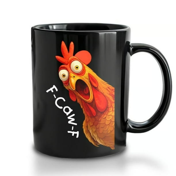 Taza de café con diseño de pollo y gallo para hombre y mujer, de cerámica de 11 oz, para té, regalo novedoso, para oficina, hogar, café, taza de café.