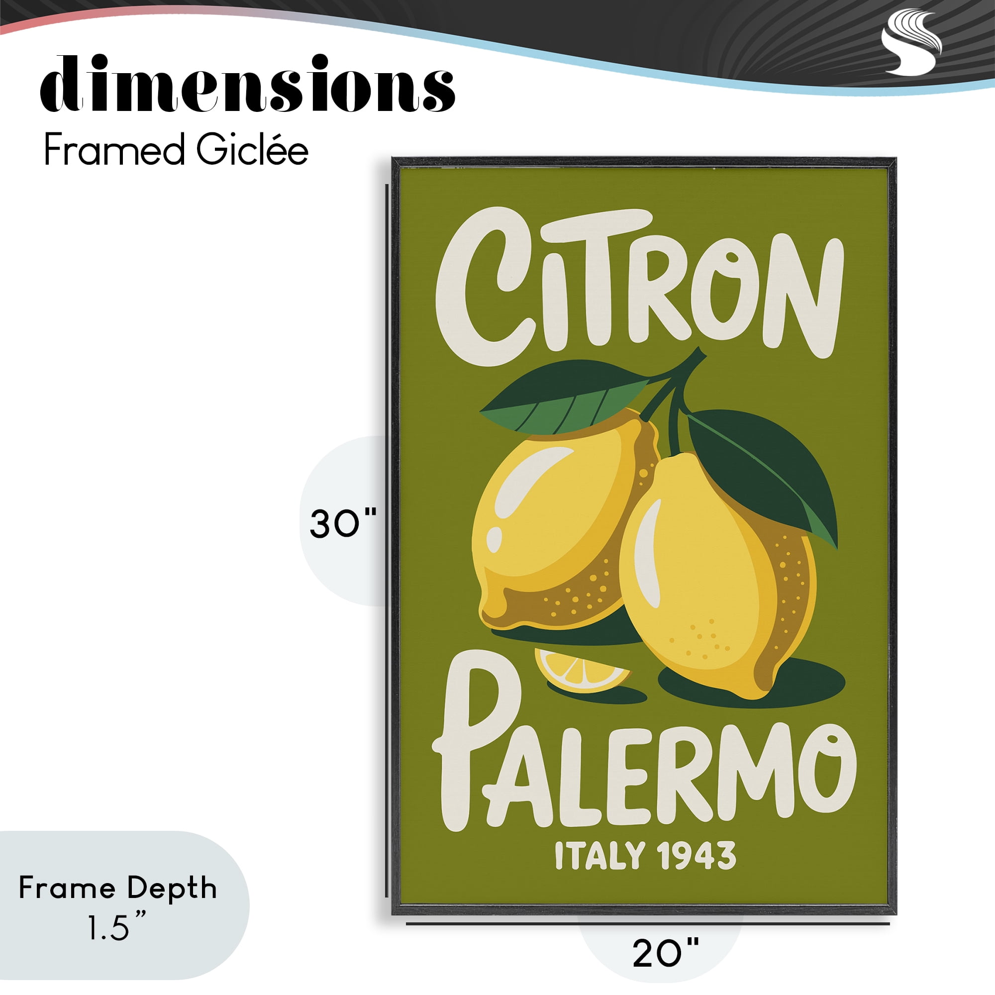 Stupell Industries Citron Palermo Lemons Black Framed Giclee Art, design by Andreas Magnusson