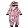 thumbnail image 3 of Odeerbi Christmas Onesie Pajamas for Family Holiday Sleep Jumpsuit Long Sleeve Family Christmas Pajamas Matching Sets Baby Fashion Lattice Print Plush Jumpsuit Sleepwear PJs Set Pink, 3 of 5
