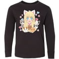 thumbnail image 3 of Inktastic Neko Anime Girl with Kittens Long Sleeve Youth T-Shirt, 3 of 5