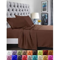 4 Pieces Bed Sheet set Flat,Fitted,Pillowcase - King Chocolate Brown