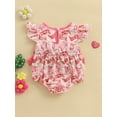 thumbnail image 4 of BemeyourBBs Baby Girls Romper, Fly Sleeve Crew Neck Bows Boots Print Bodysuit, 4 of 9