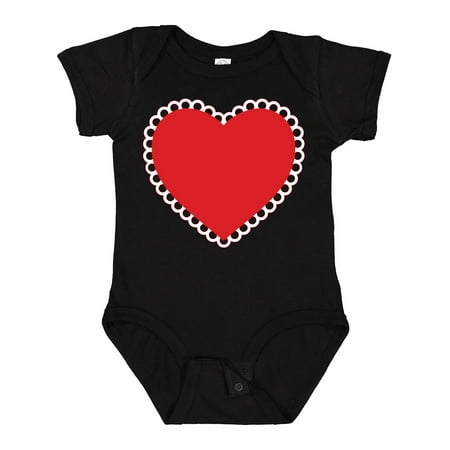 

Inktastic Valentine s Day Red Lace Heart Boys or Girls Baby Bodysuit